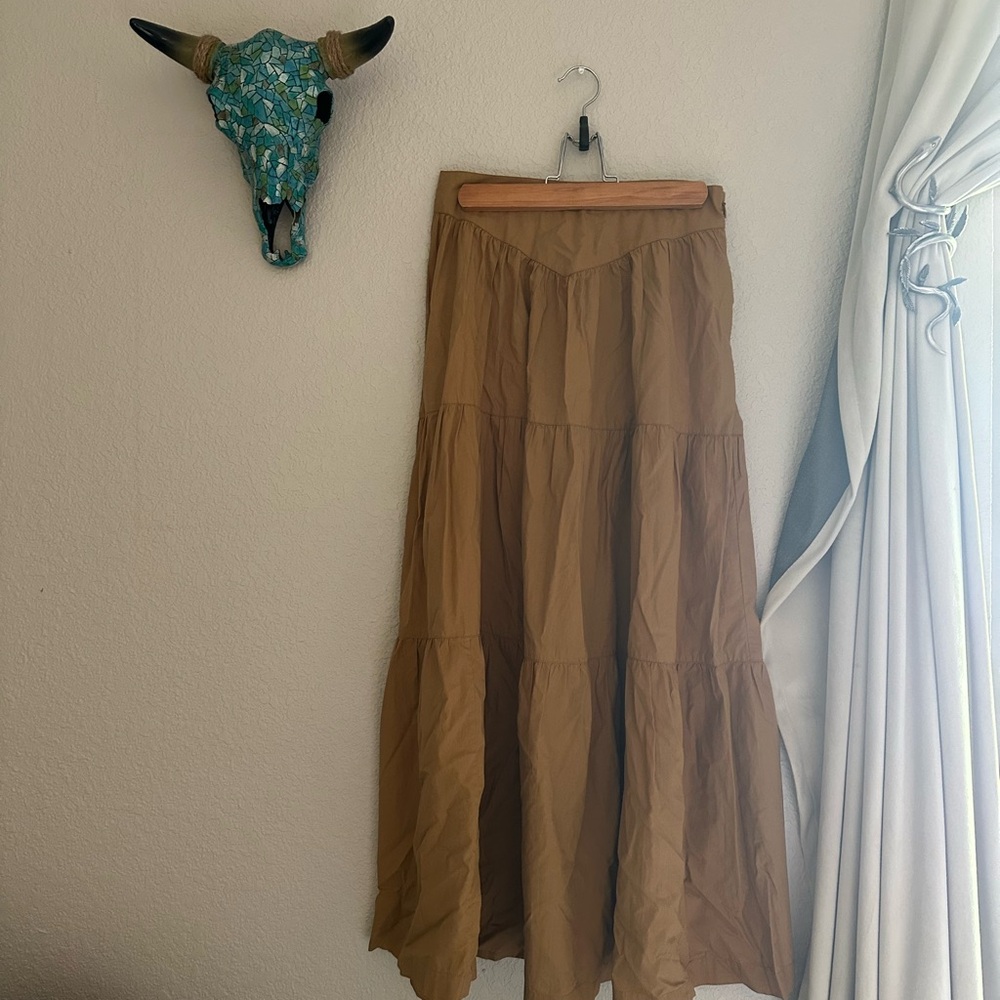Doen Mustard Tiered Maxi Skirt